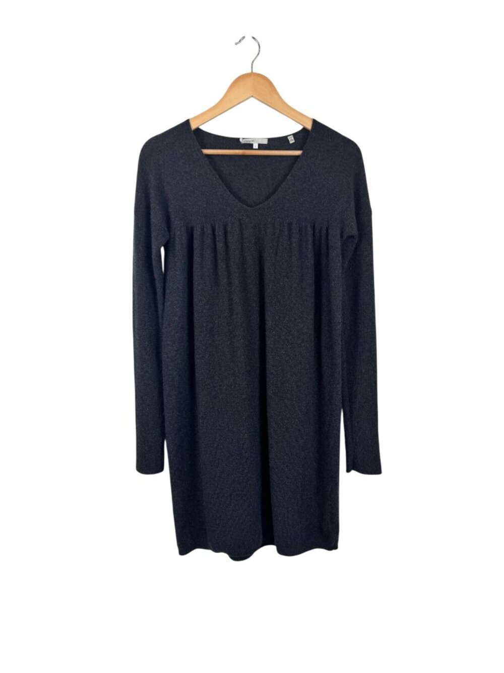 Vince Womens Charcoal Gray 100% Cashmere Long Sleeve V-Neck Tunic Sweater Size L